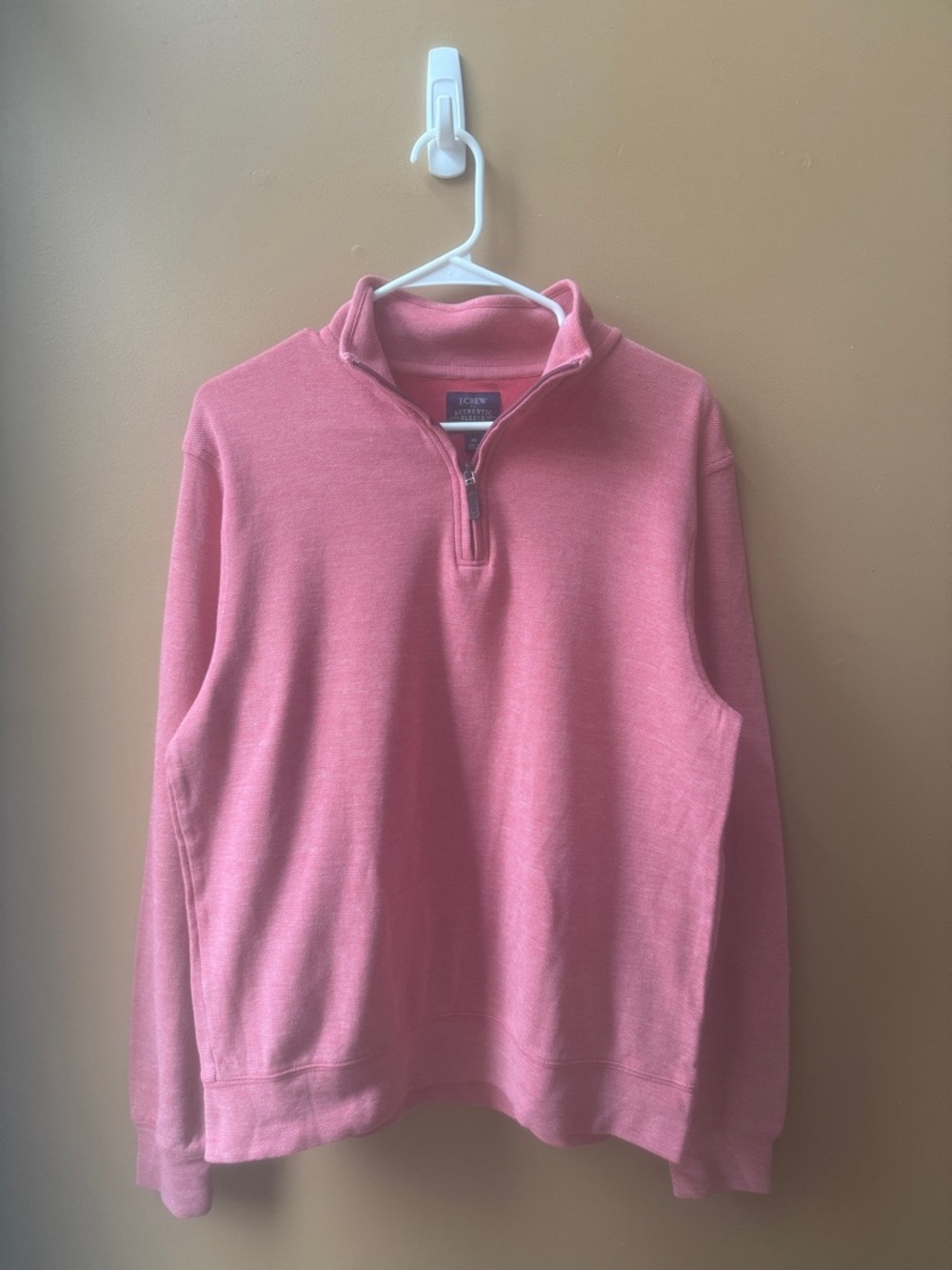 J. Crew Men’s Coral Pink Quarter-Zip Sweater size M